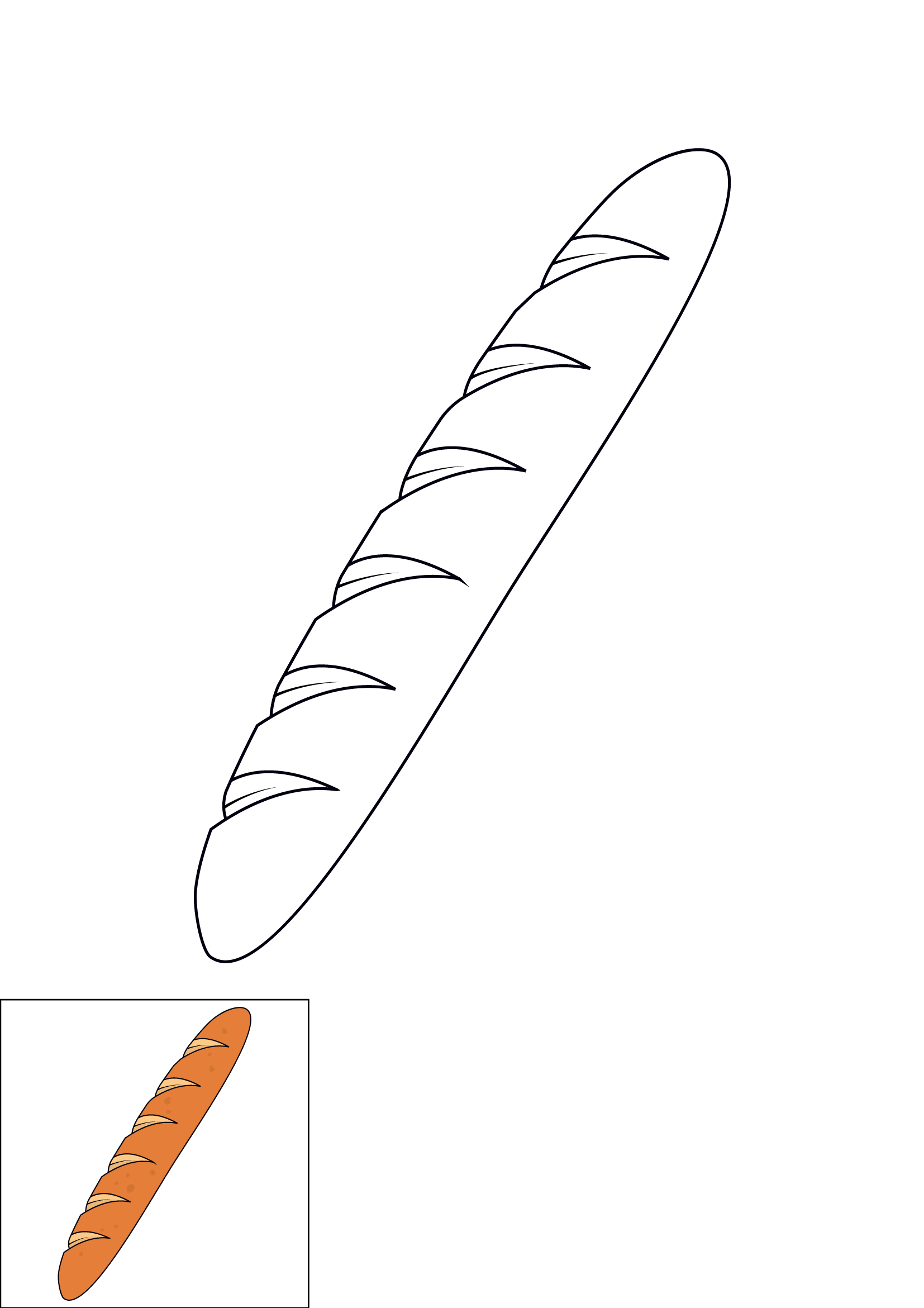 How to Draw A Baguette Step by Step Printable Color
