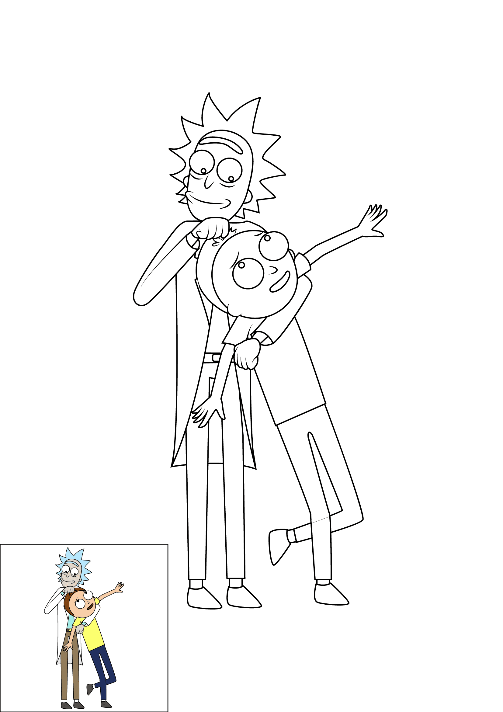 How to Draw Rick And Morty Step by Step Printable Color