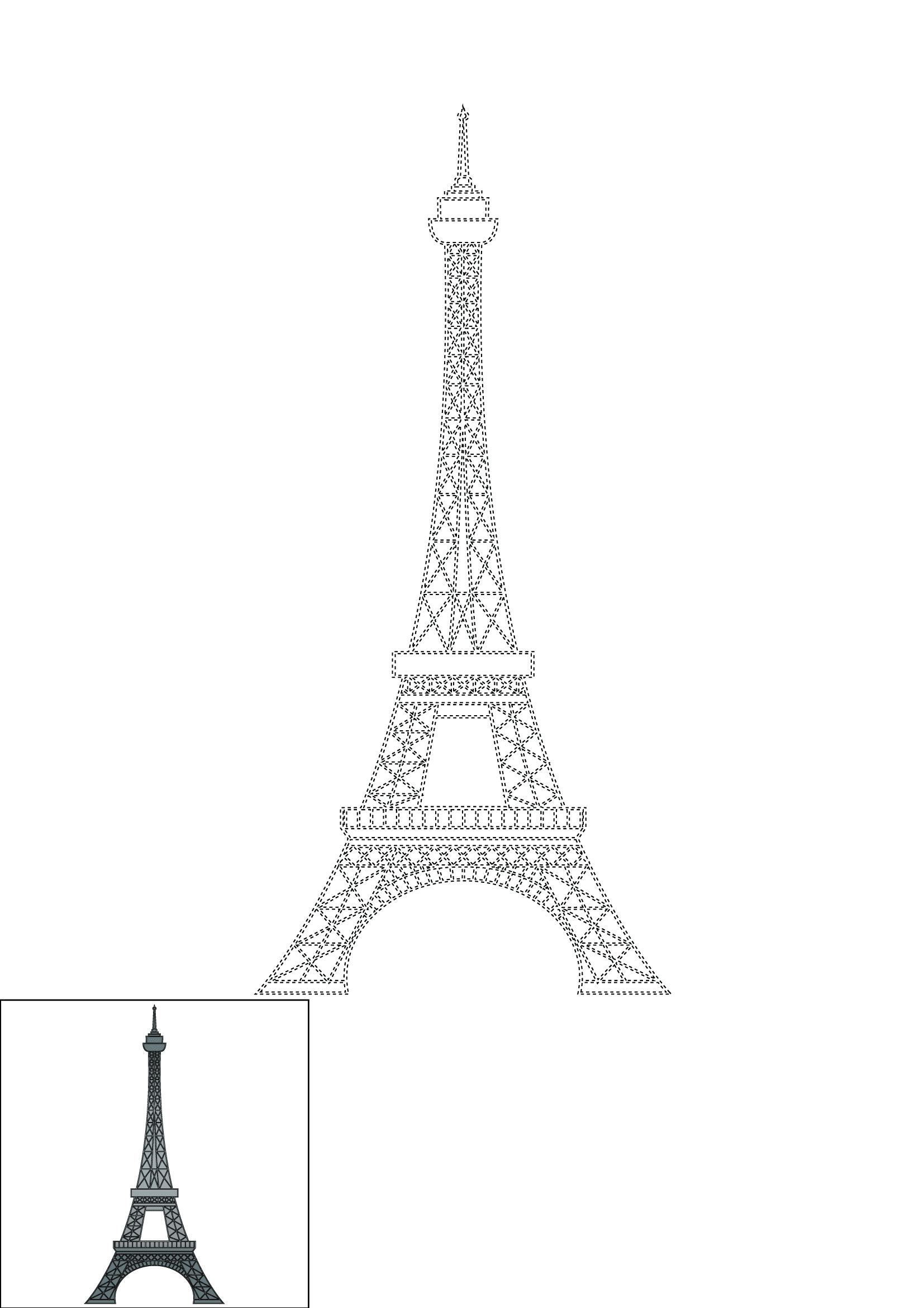 How to Draw The Eiffel Tower Step by Step Printable Dotted