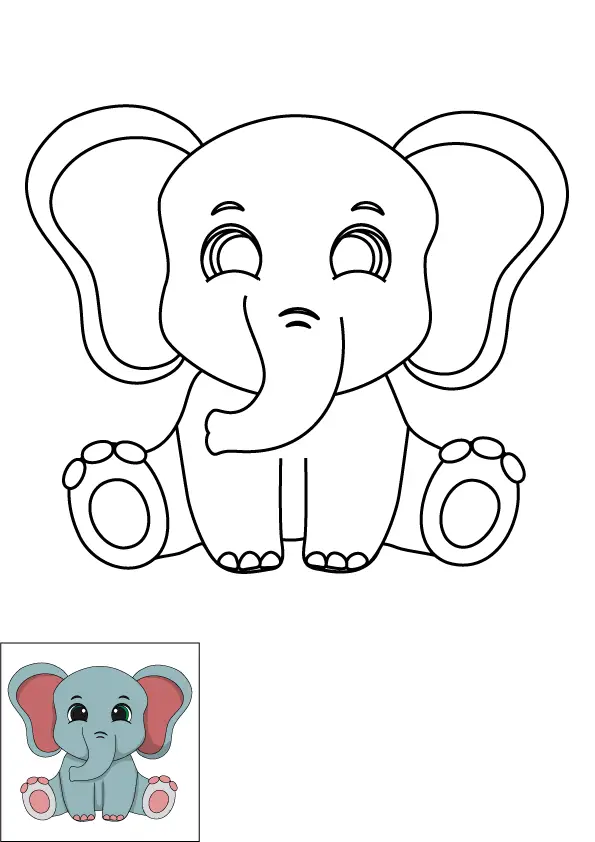 How to Draw A Baby Elephant Step by Step Printable Color