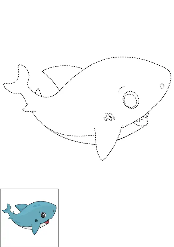How to Draw A Baby Shark Step by Step Printable Dotted