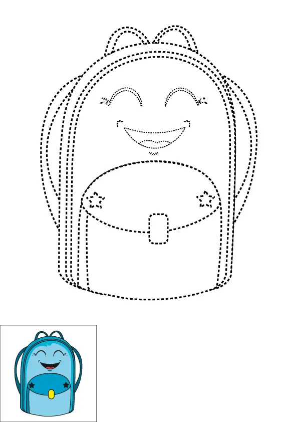 How to Draw A Backpack Step by Step Printable Dotted