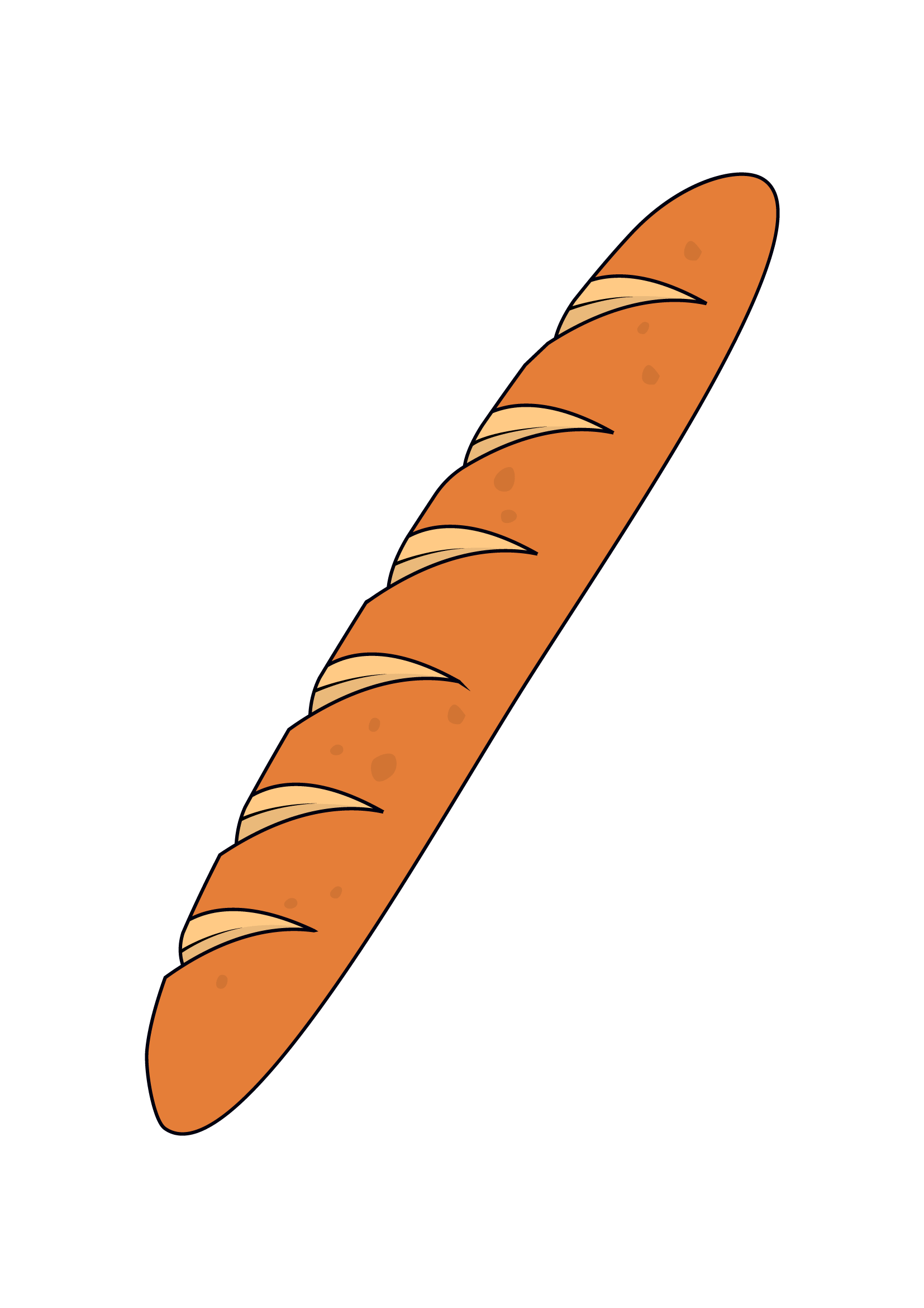 How to Draw A Baguette Step by Step Printable