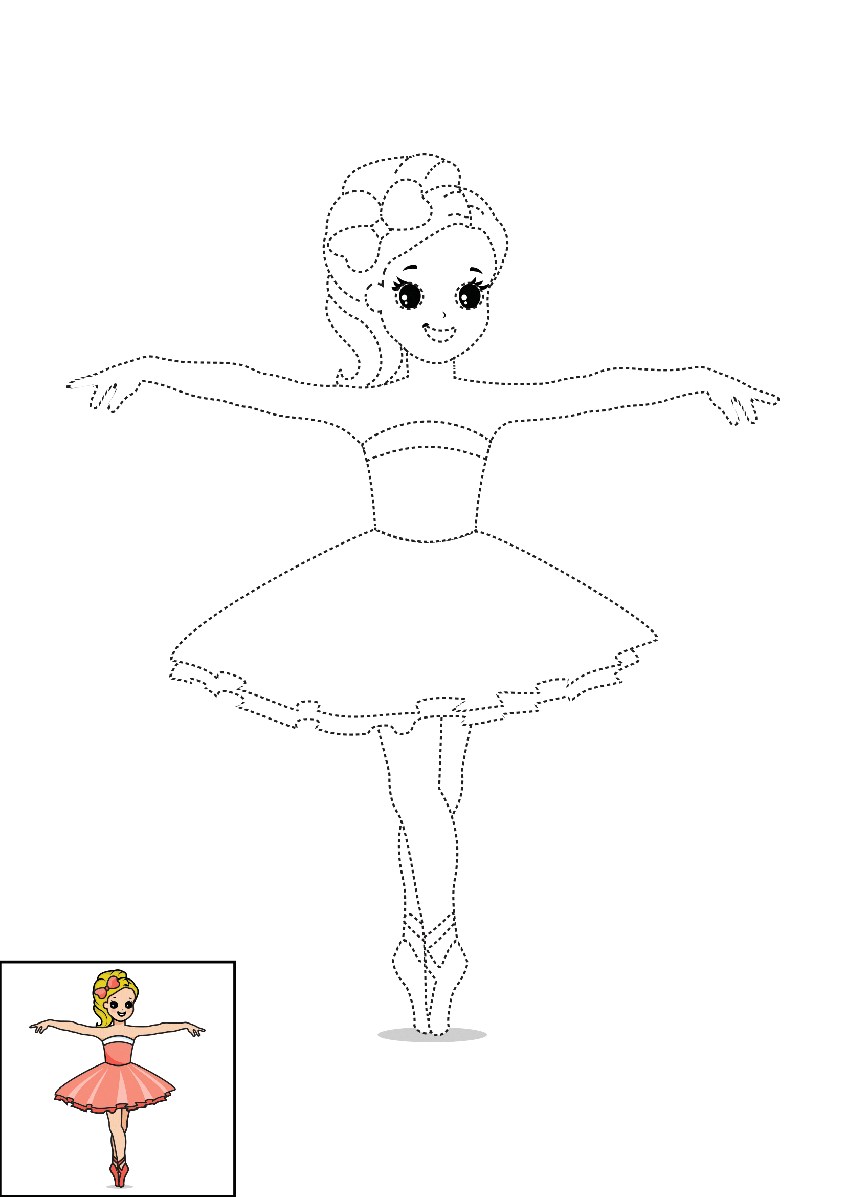 How To Draw A Ballerina Step By Step Printable Dotted