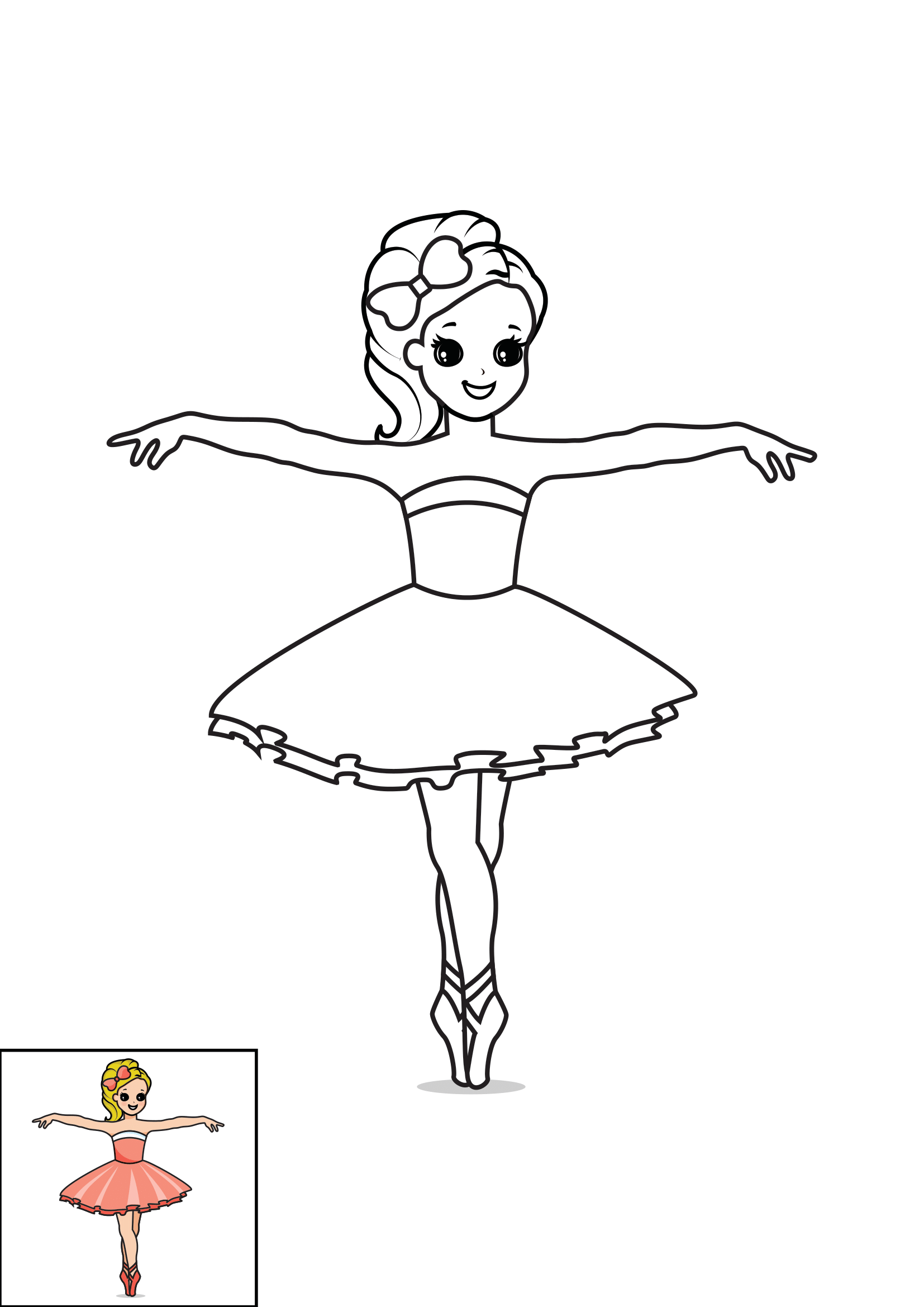 How To Draw A Ballerina Step By Step Printable Color