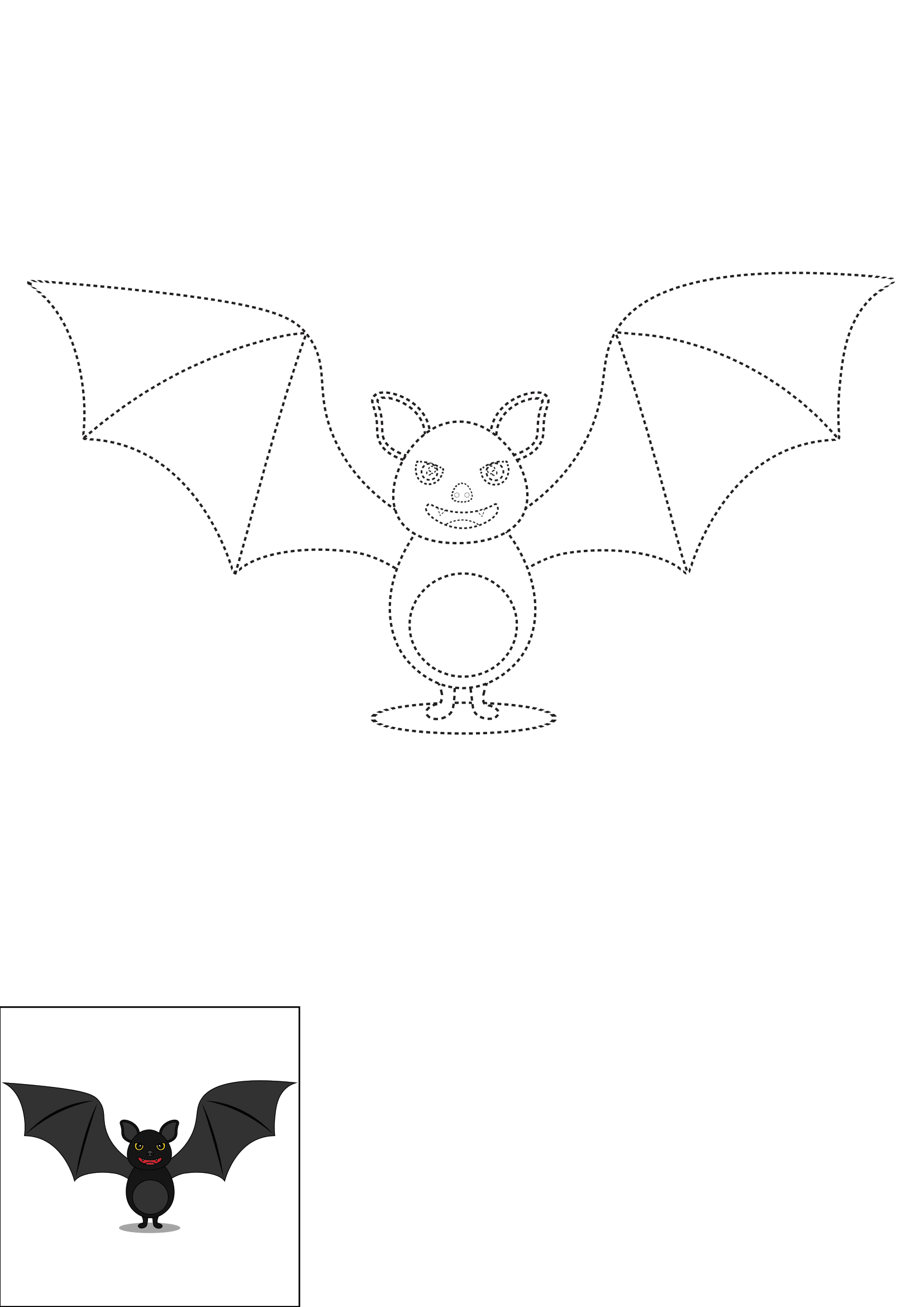 How to Draw A Bat Step by Step Printable Dotted