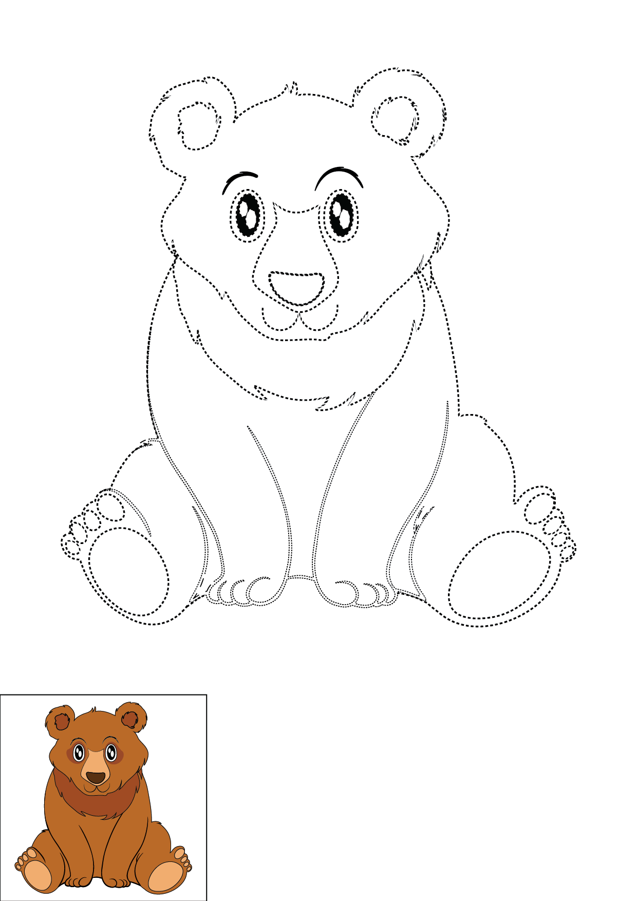 How to Draw A Bear Step by Step Printable Dotted