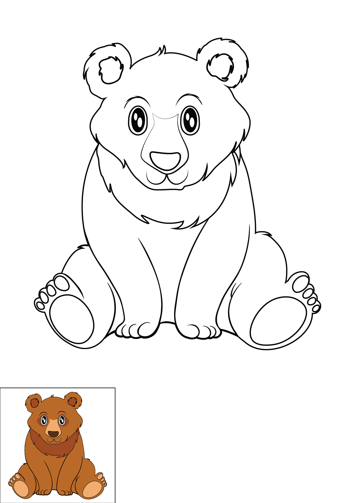 How to Draw A Bear Step by Step Printable Color