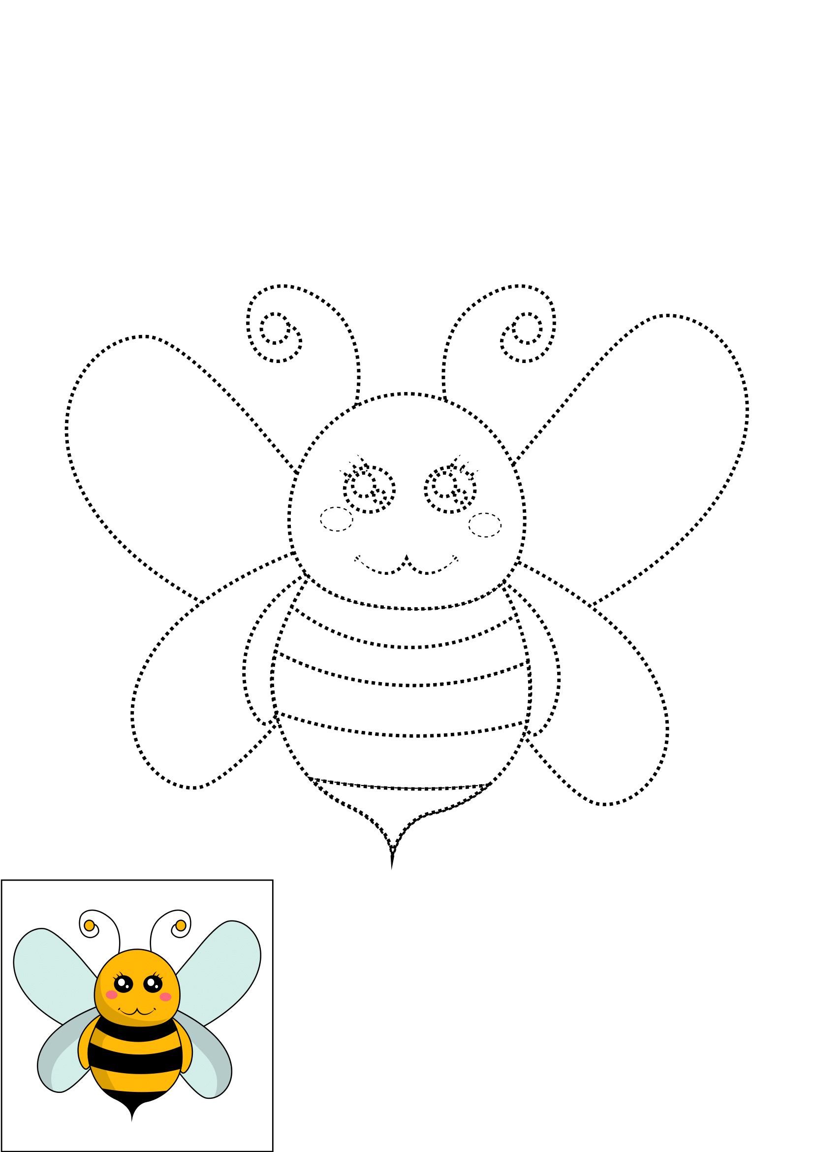 How to Draw A Bee Step by Step Printable Dotted