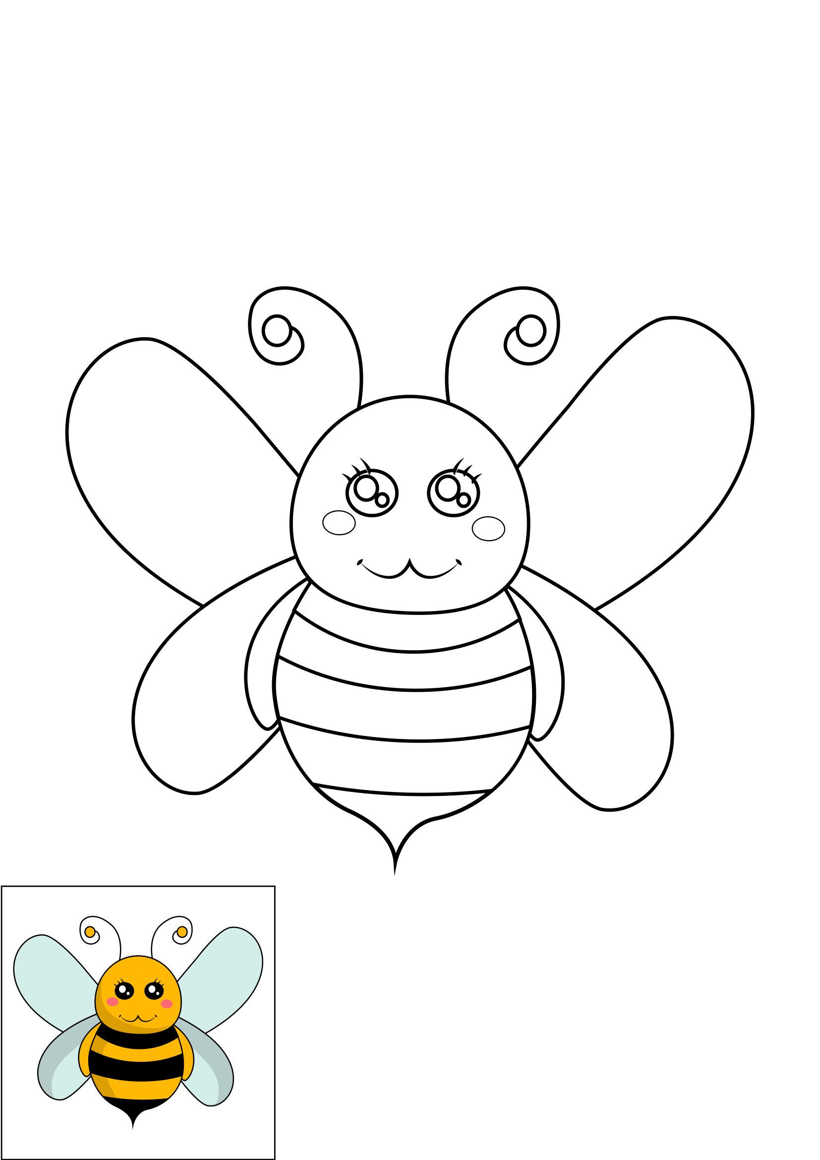 How to Draw A Bee Step by Step Printable Color