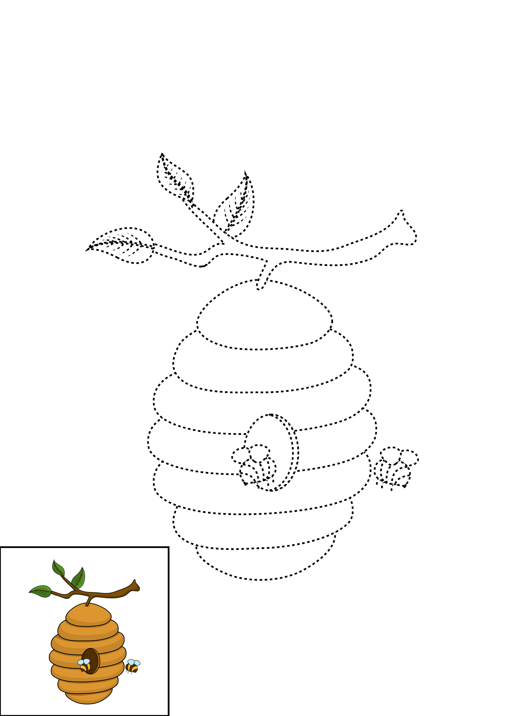 How to Draw A Beehive Step by Step Printable Dotted