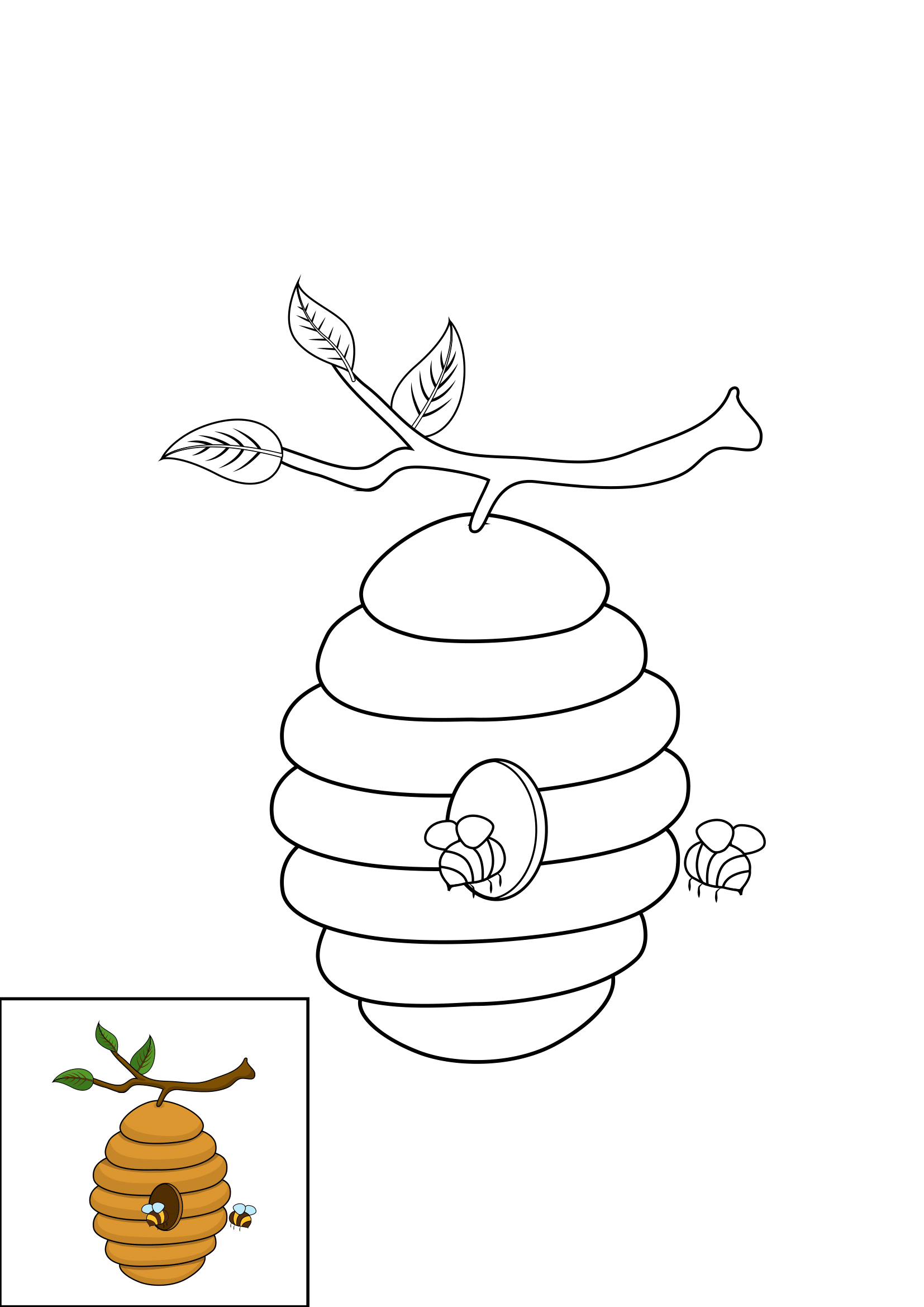 How to Draw A Beehive Step by Step Printable Color