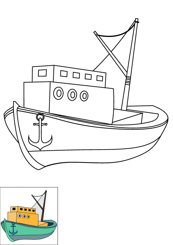 How to Draw A Boat Step by Step Printable Color
