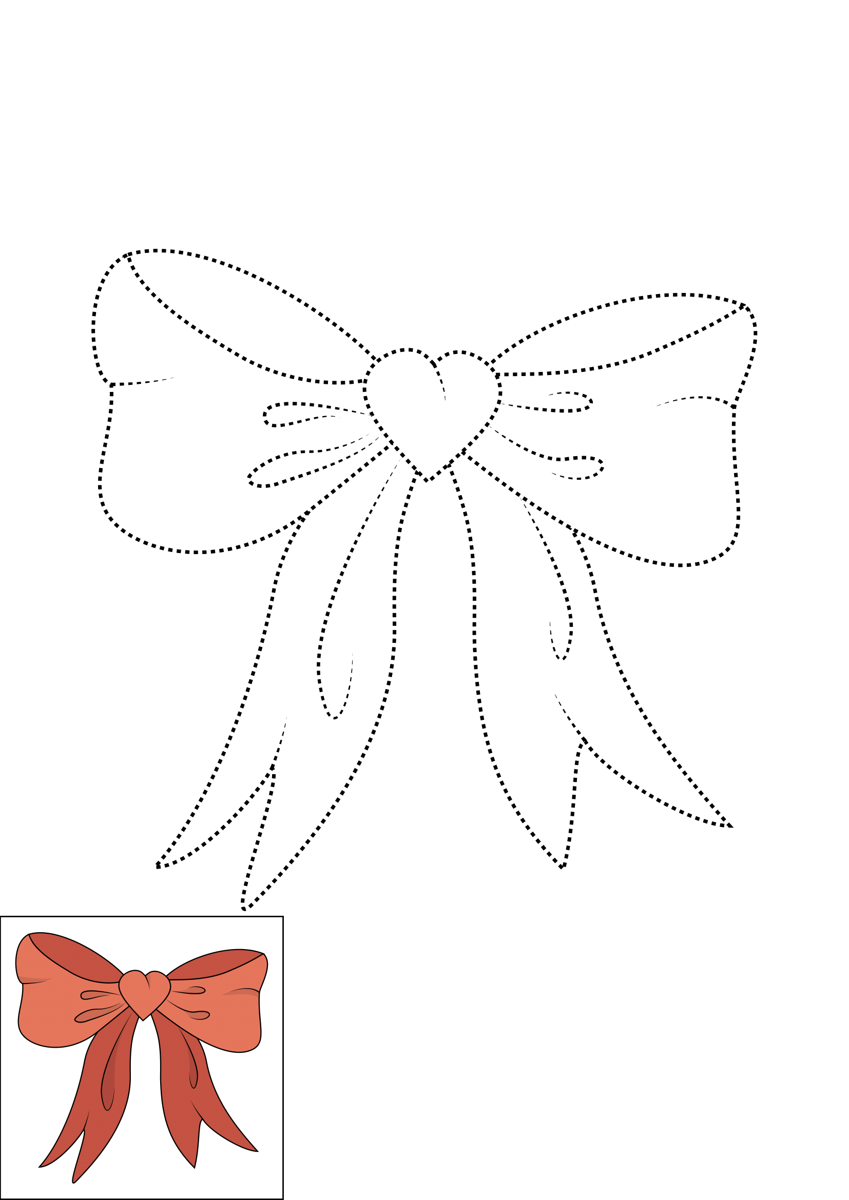 How to Draw A Bow Step by Step Printable Dotted