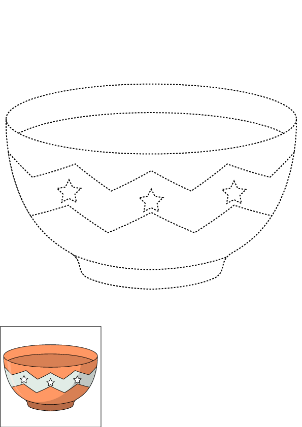 How to Draw A Bowl Fruit Step by Step Printable Dotted