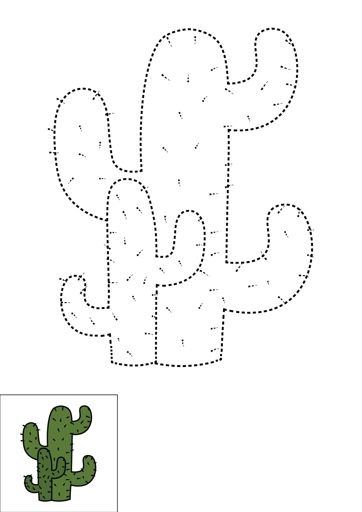 How to Draw A Cactus Step by Step Printable Dotted