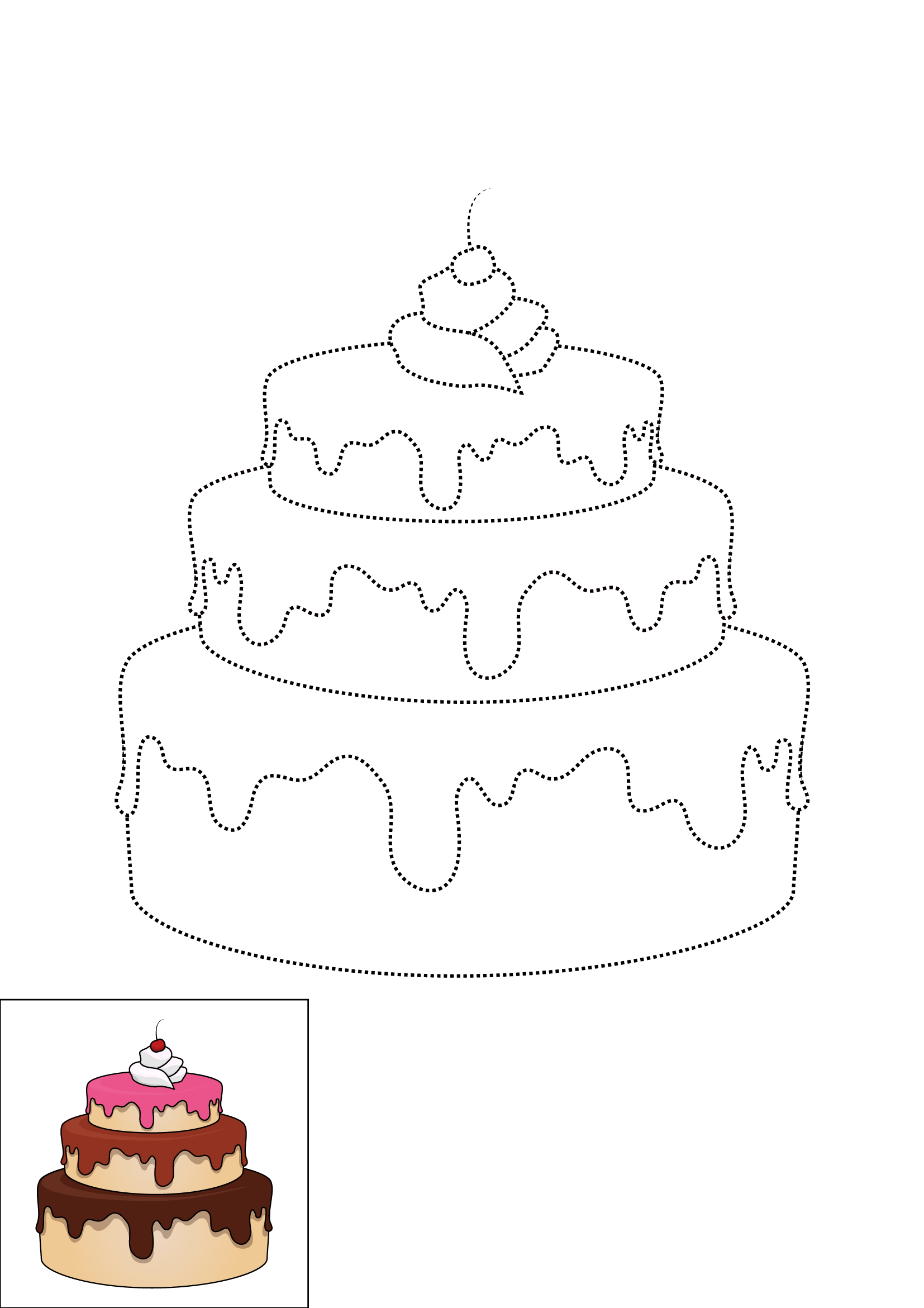 How to Draw A Cake Step by Step Printable Dotted
