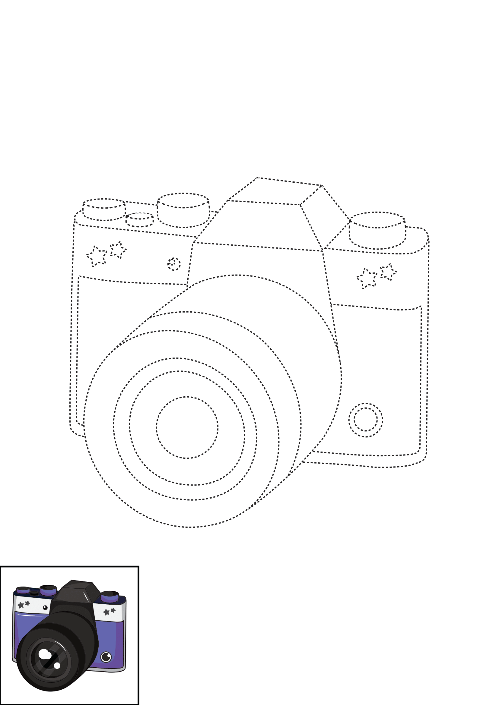 How to Draw A Camera Step by Step Printable Dotted