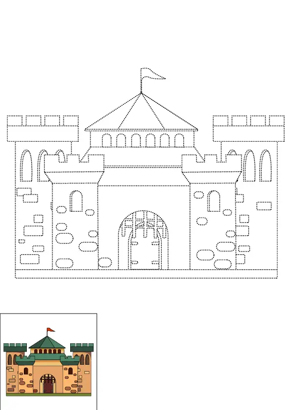 How to Draw A Castle Step by Step Printable Dotted