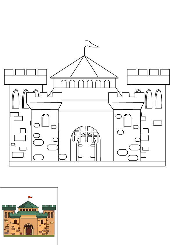 How to Draw A Castle Step by Step Printable Color