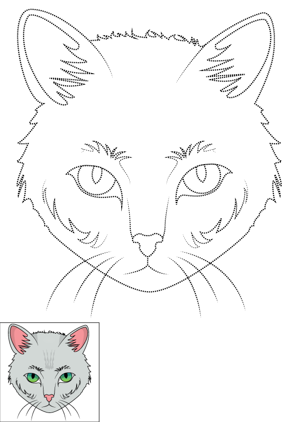 How to Draw A Cat Face Step by Step Printable Dotted
