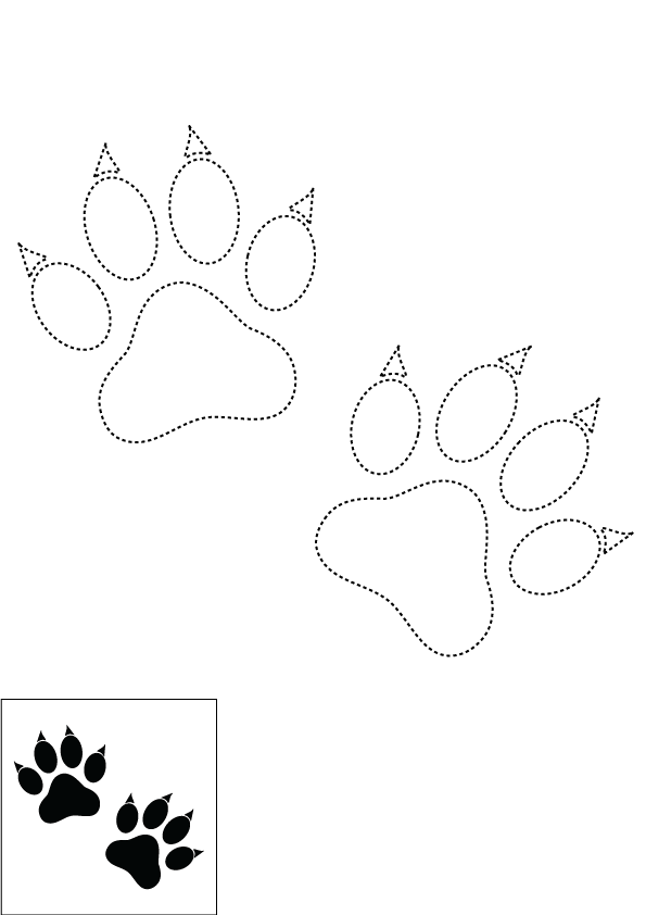 How to Draw A Cat Paw Print Step by Step Printable Dotted