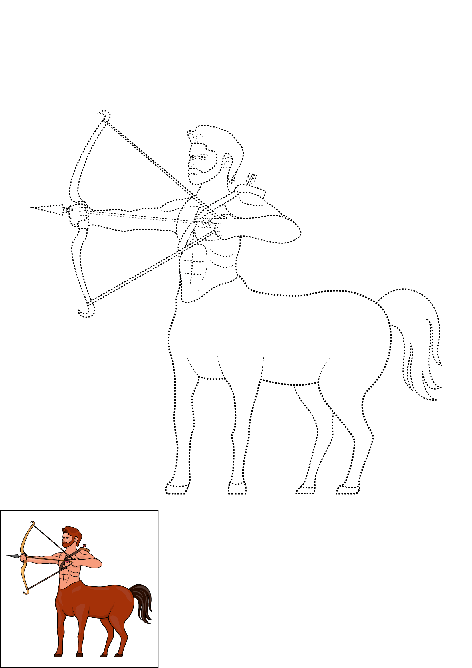 How to Draw A Centaur Step by Step Printable Dotted