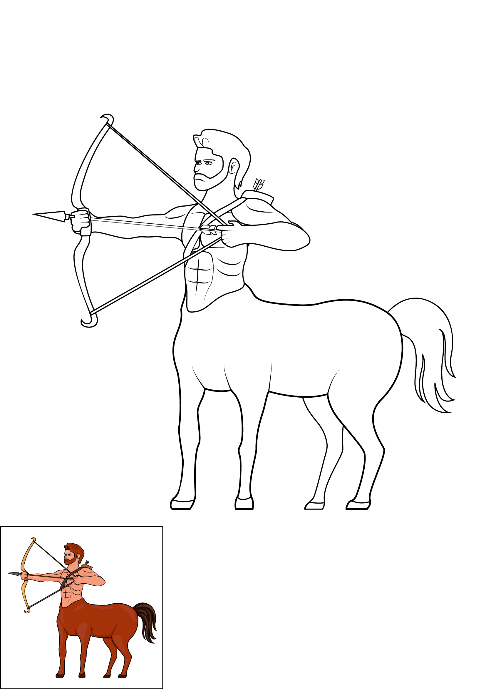 How to Draw A Centaur Step by Step Printable Color