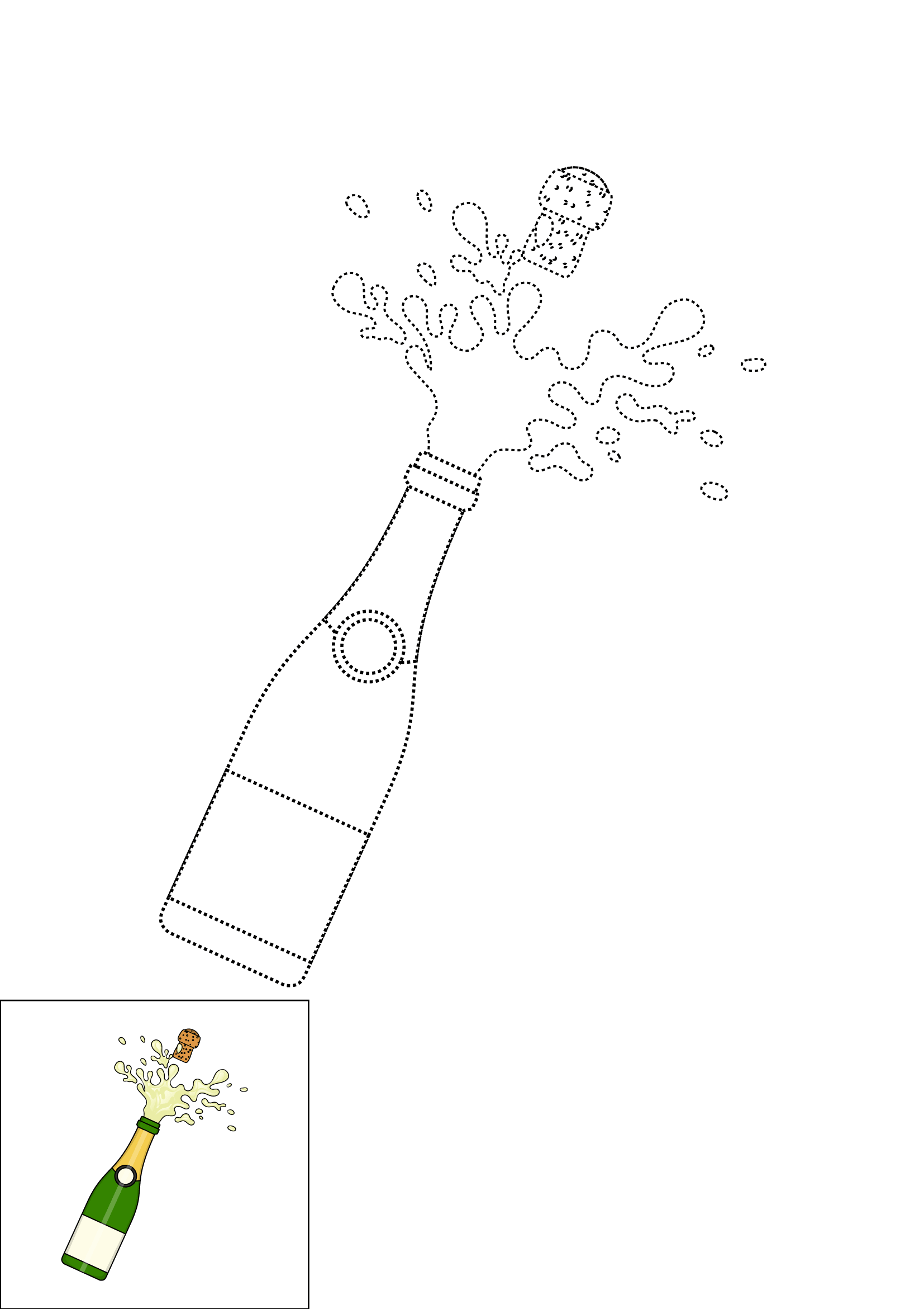 How to Draw A Champagne Bottle Step by Step Printable Dotted