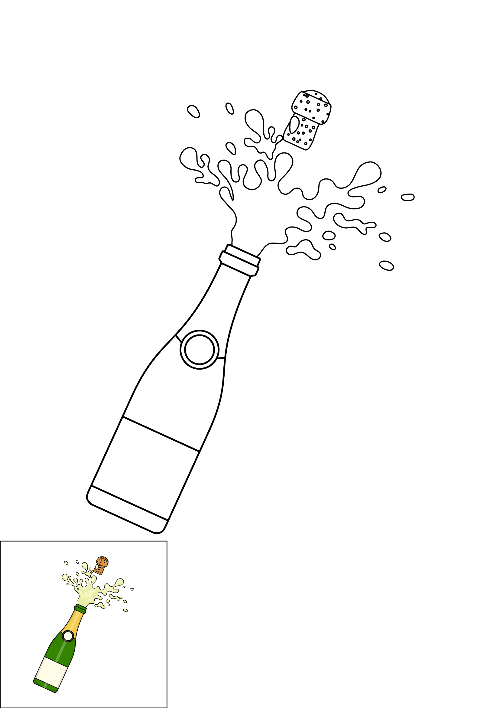 How to Draw A Champagne Bottle Step by Step Printable Color