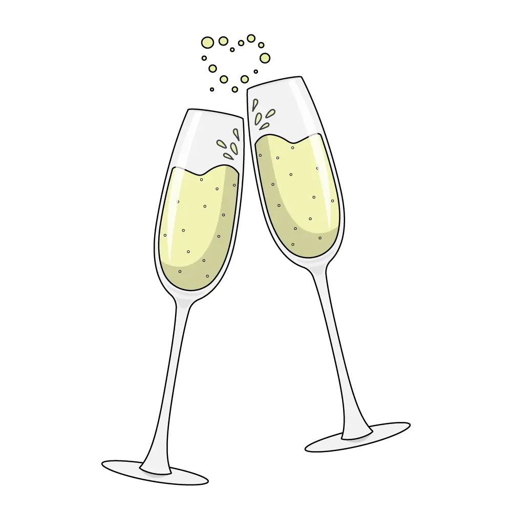 How to Draw A Champagne Glass Step by Step Step  12