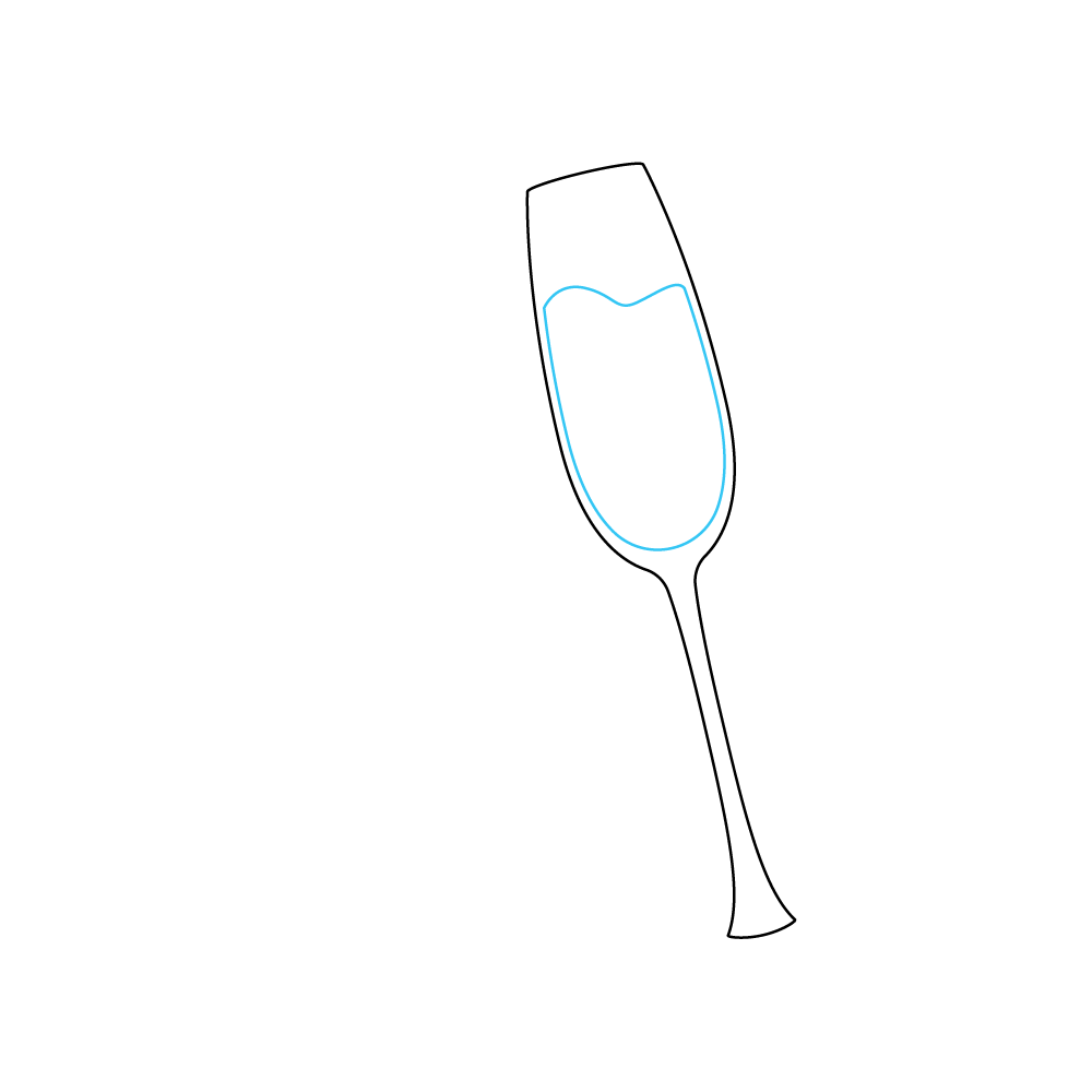 How to Draw A Champagne Glass Step by Step Step  3