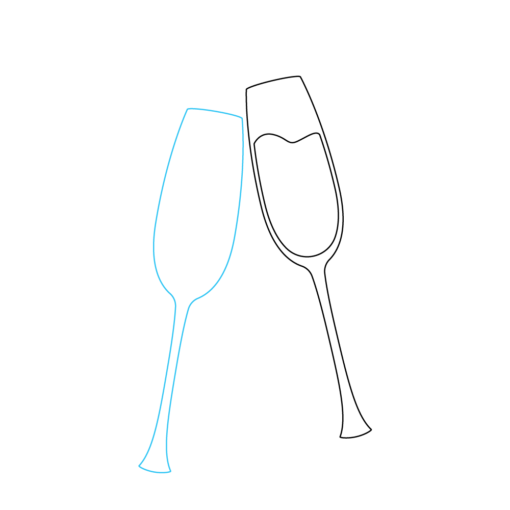 How to Draw A Champagne Glass Step by Step Step  4