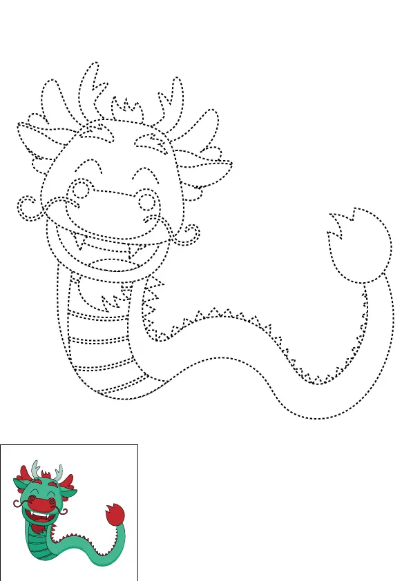 How to Draw A Chinese Dragon Step by Step Printable Dotted