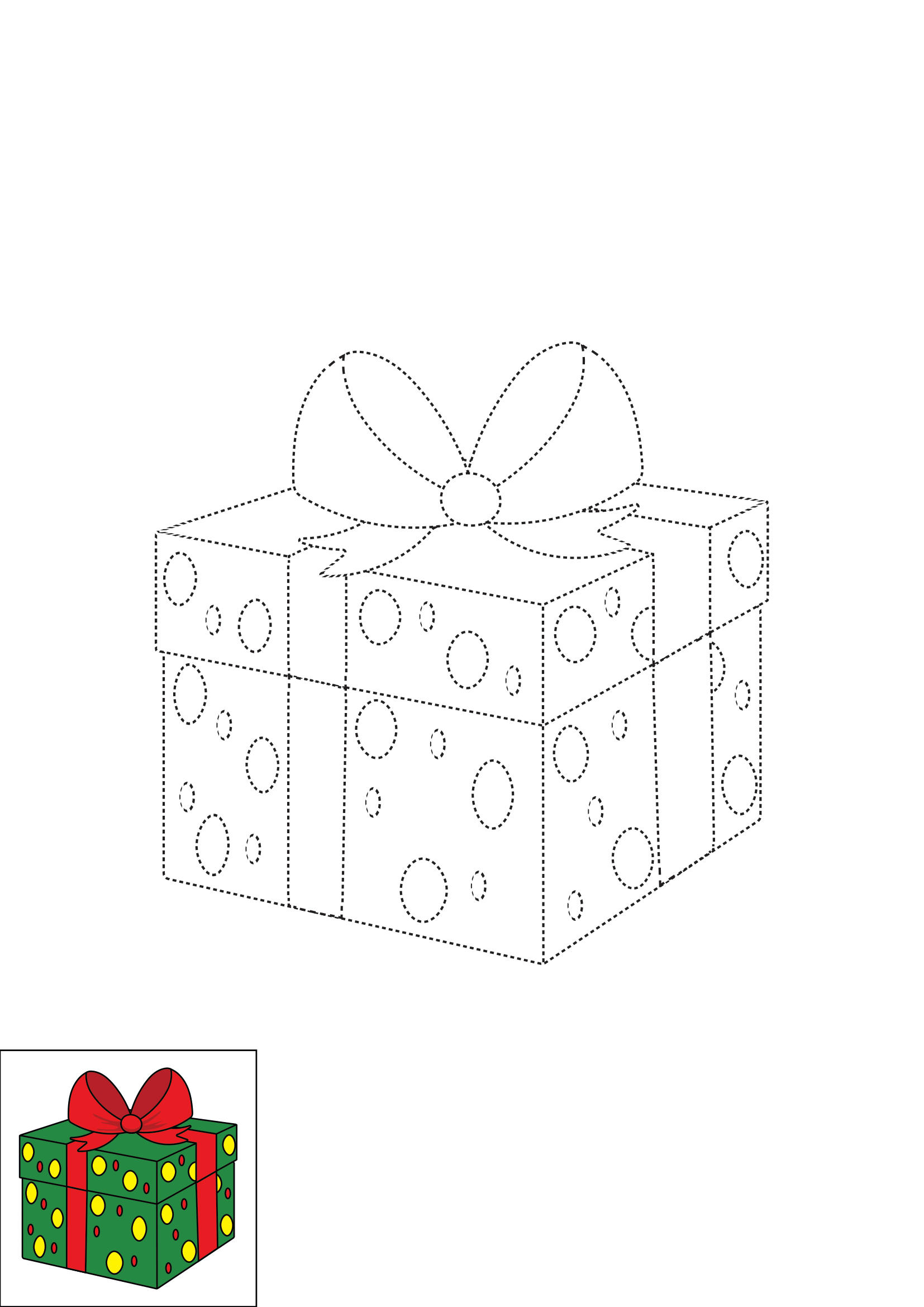 How to Draw A Christmas Present Step by Step Printable Dotted