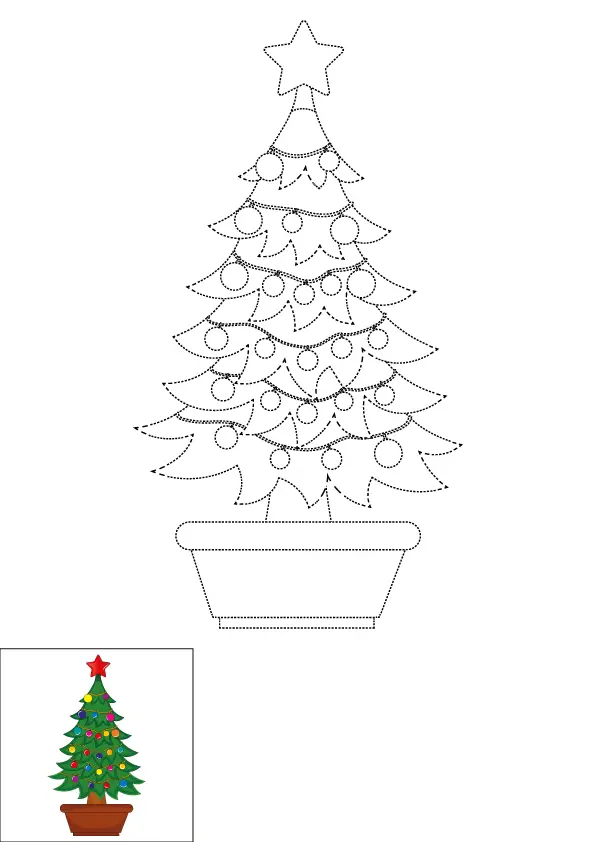 How to Draw A Christmas Tree Step by Step Printable Dotted
