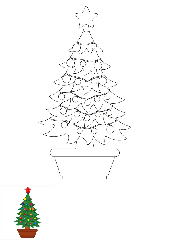 How to Draw A Christmas Tree Step by Step Printable Color