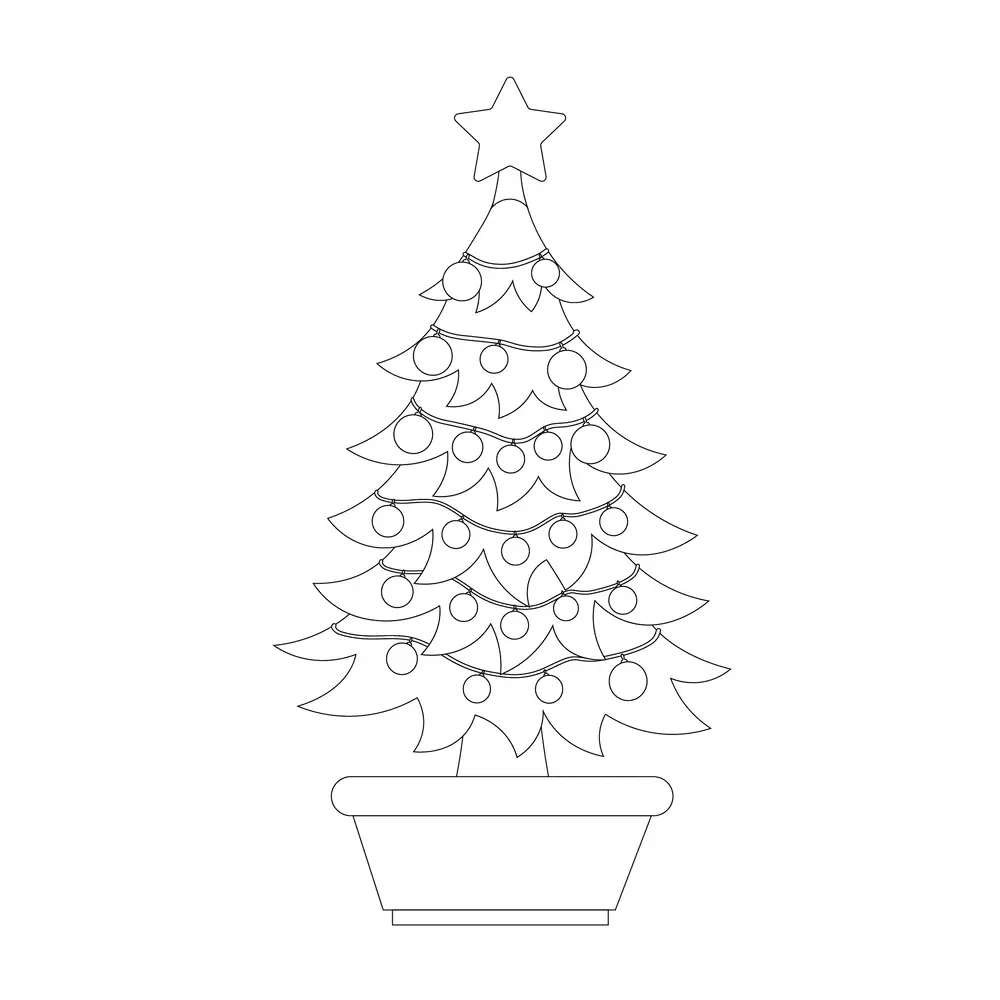 How to Draw A Christmas Tree Step by Step Step  10
