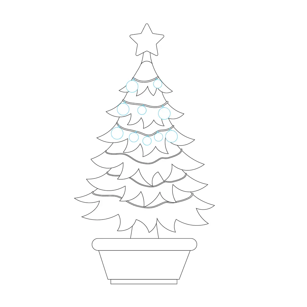 How to Draw A Christmas Tree Step by Step Step  8