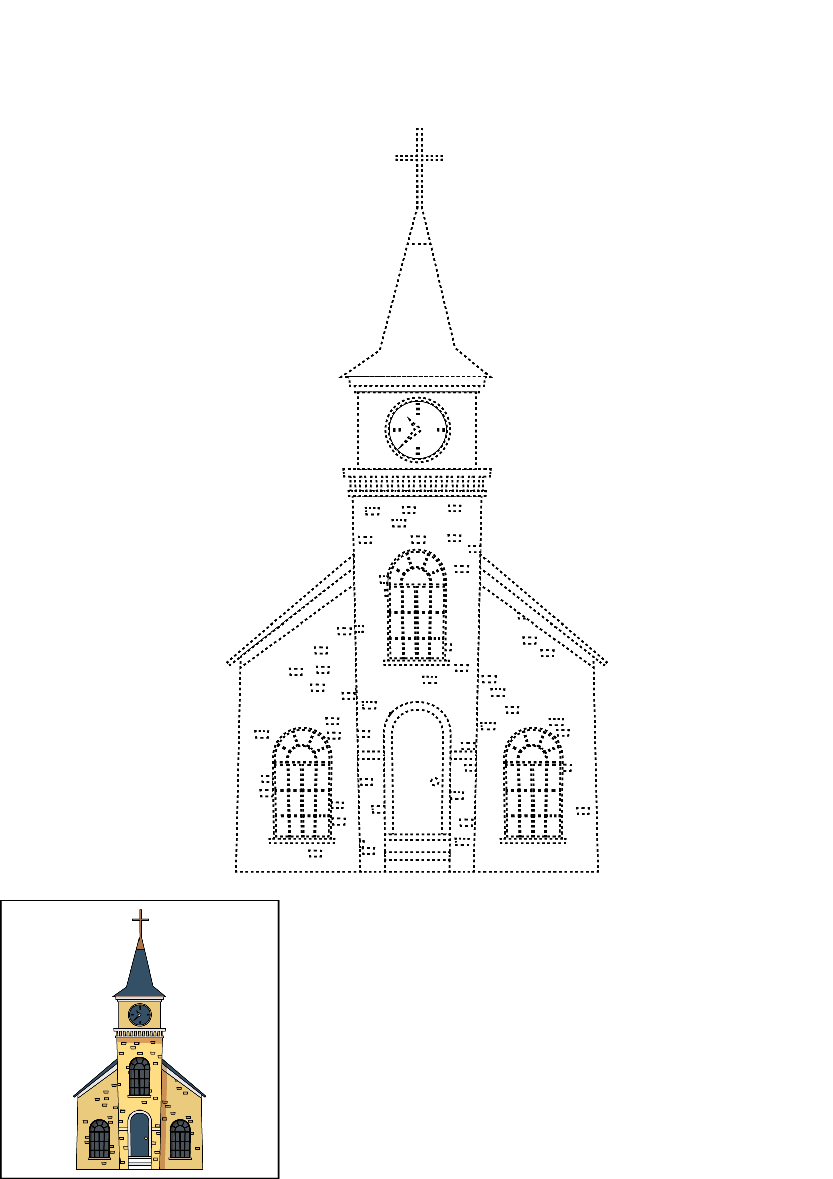 How to Draw A Church Step by Step Printable Dotted