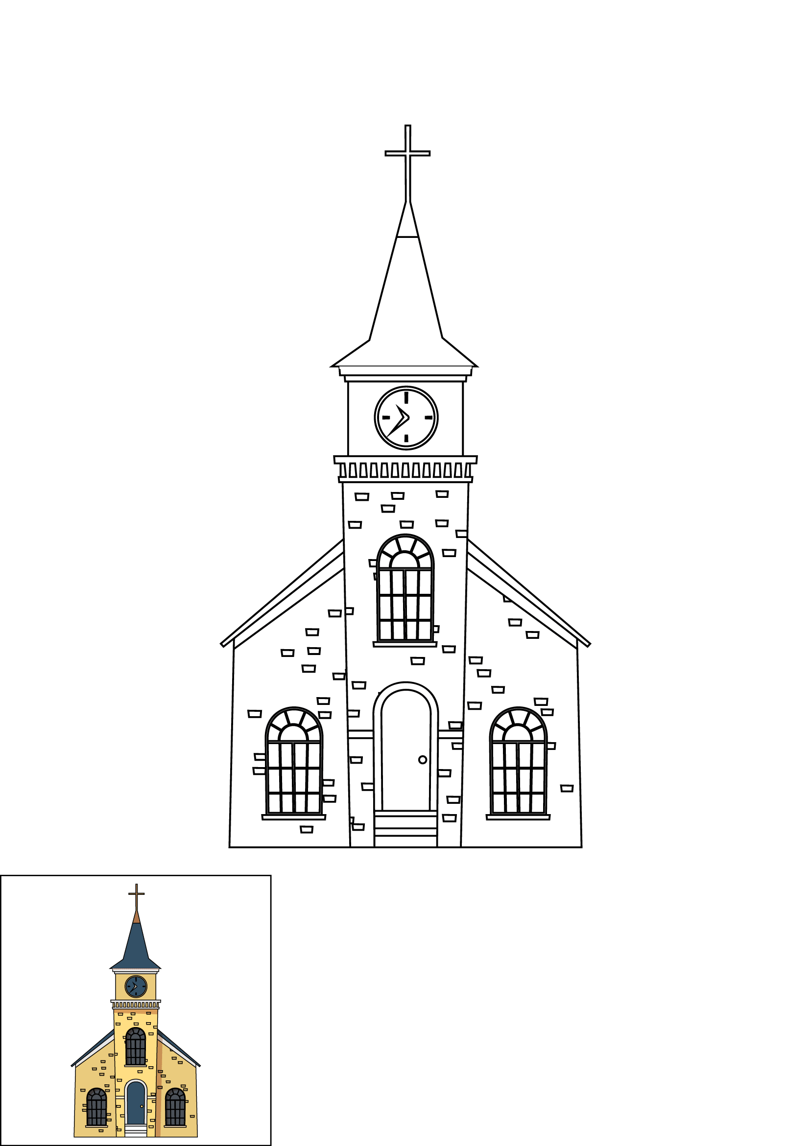 How to Draw A Church Step by Step Printable Color