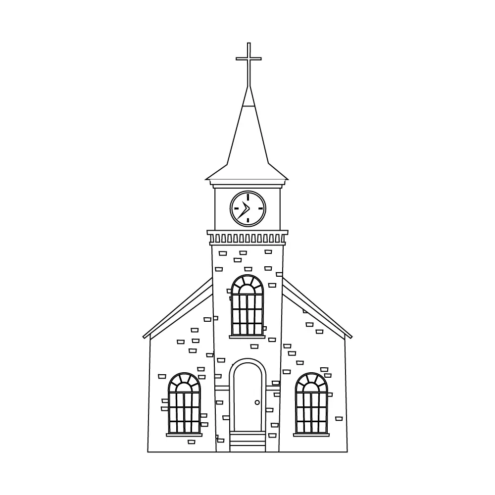 How to Draw A Church Step by Step Step  12