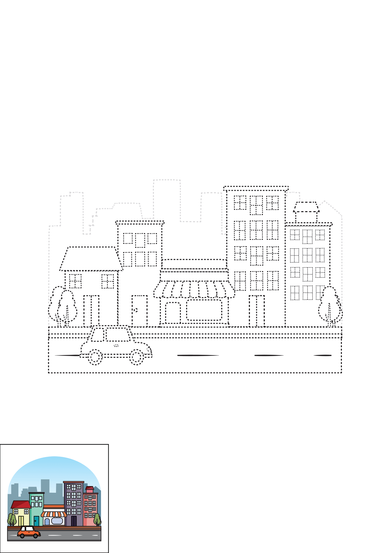 How to Draw A City Step by Step Printable Dotted