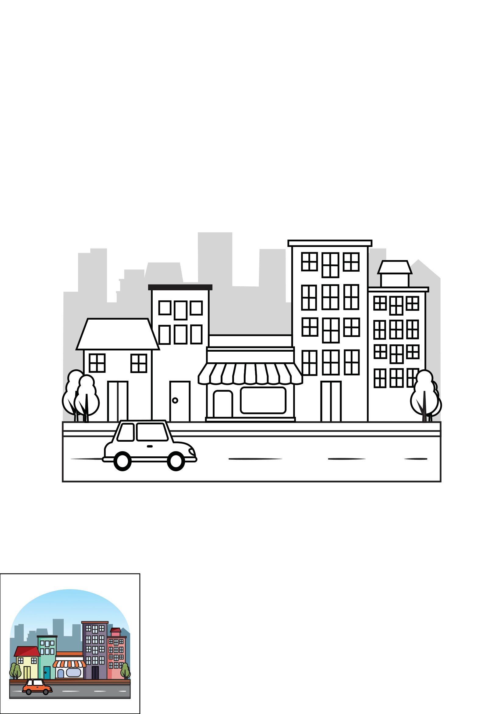 How to Draw A City Step by Step Printable Color