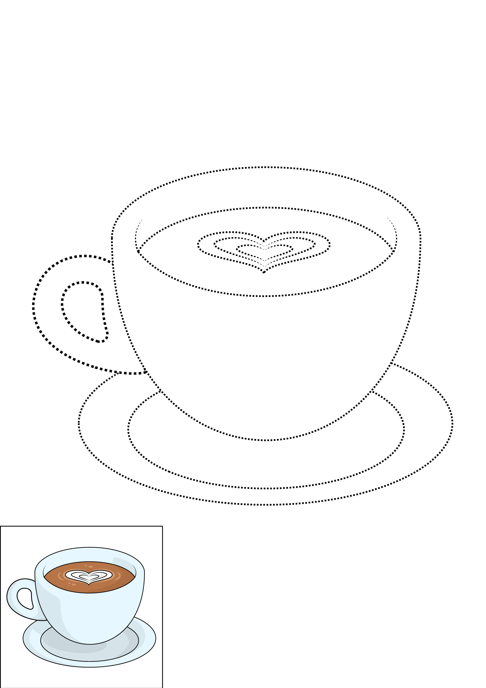 How to Draw A Coffee Cup Step by Step Printable Dotted
