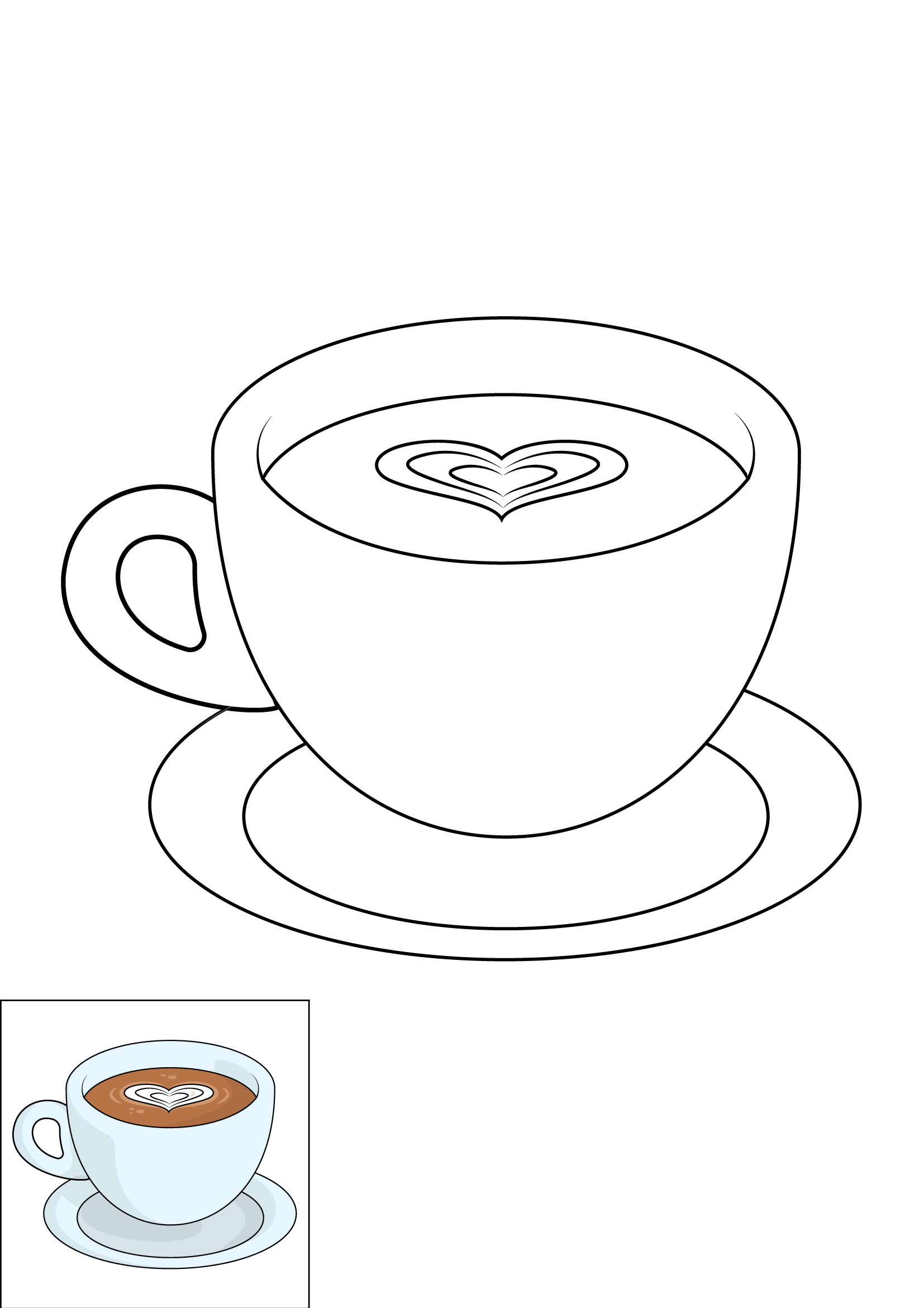 How to Draw A Coffee Cup Step by Step Printable Color