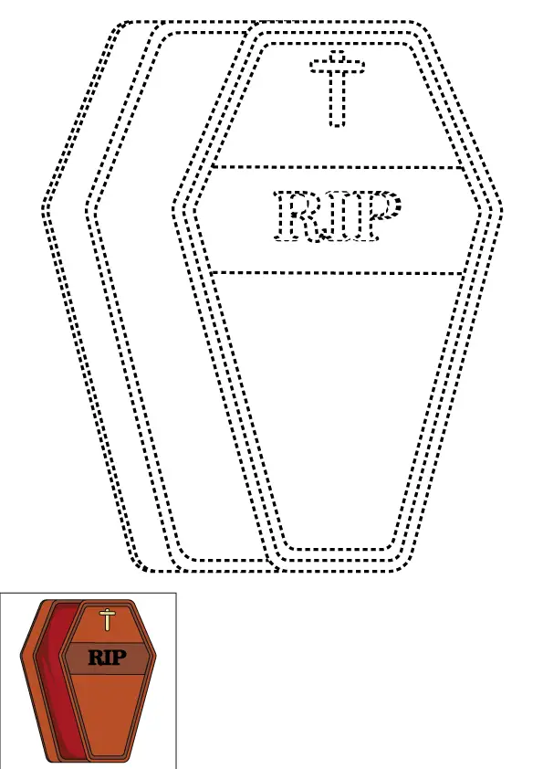 How to Draw A Coffin Step by Step Printable Dotted