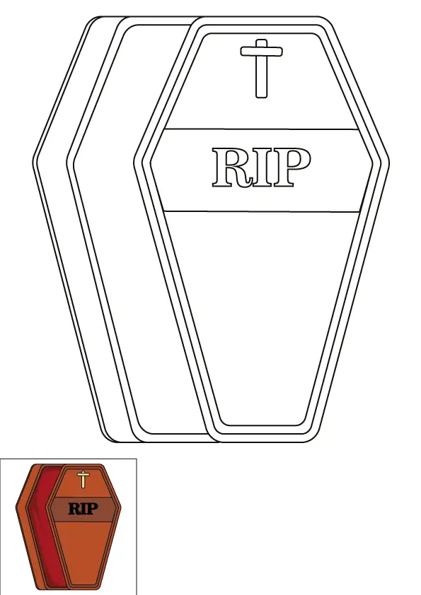 How to Draw A Coffin Step by Step Printable Color
