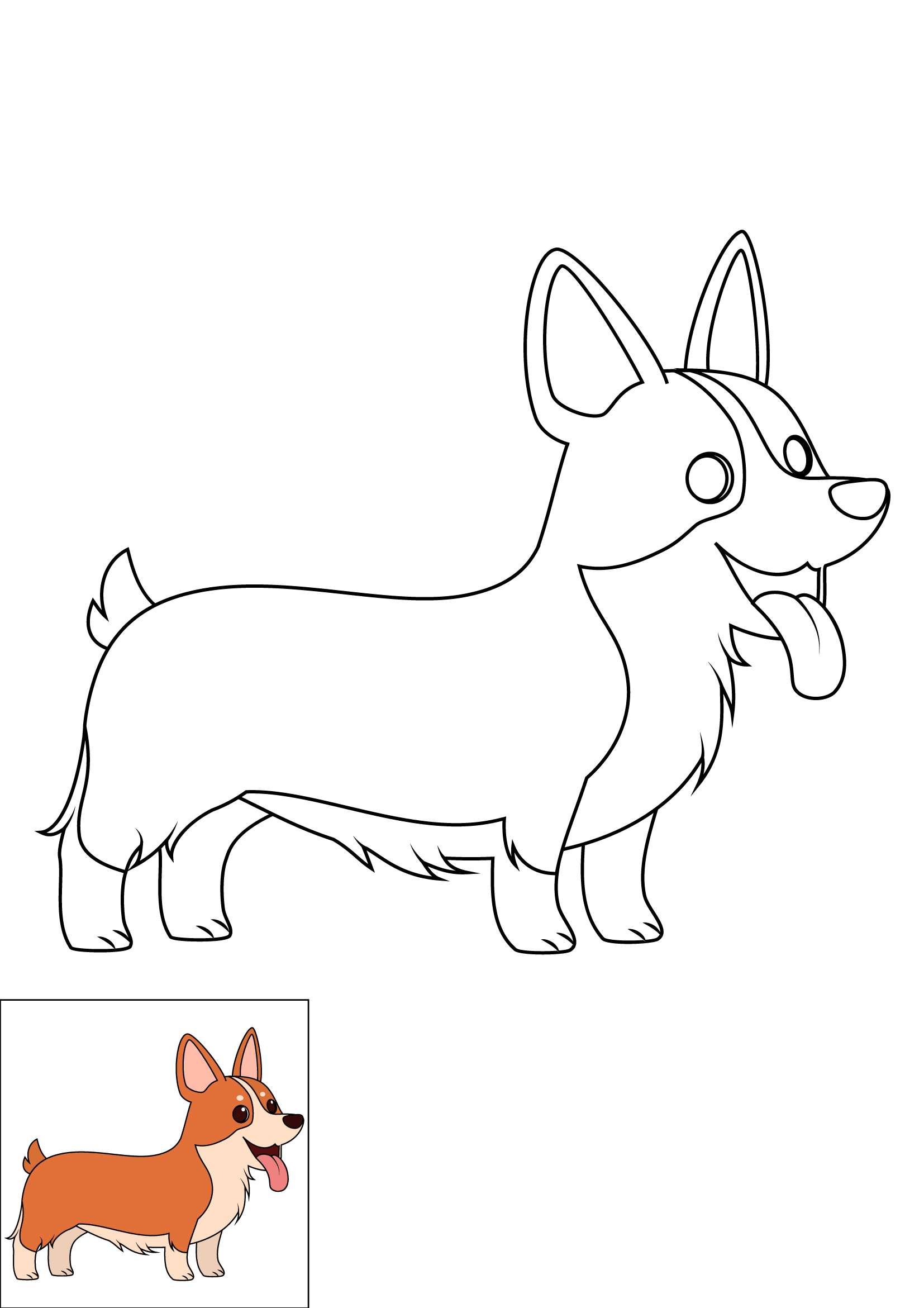 How to Draw A Corgi Step by Step Printable Color