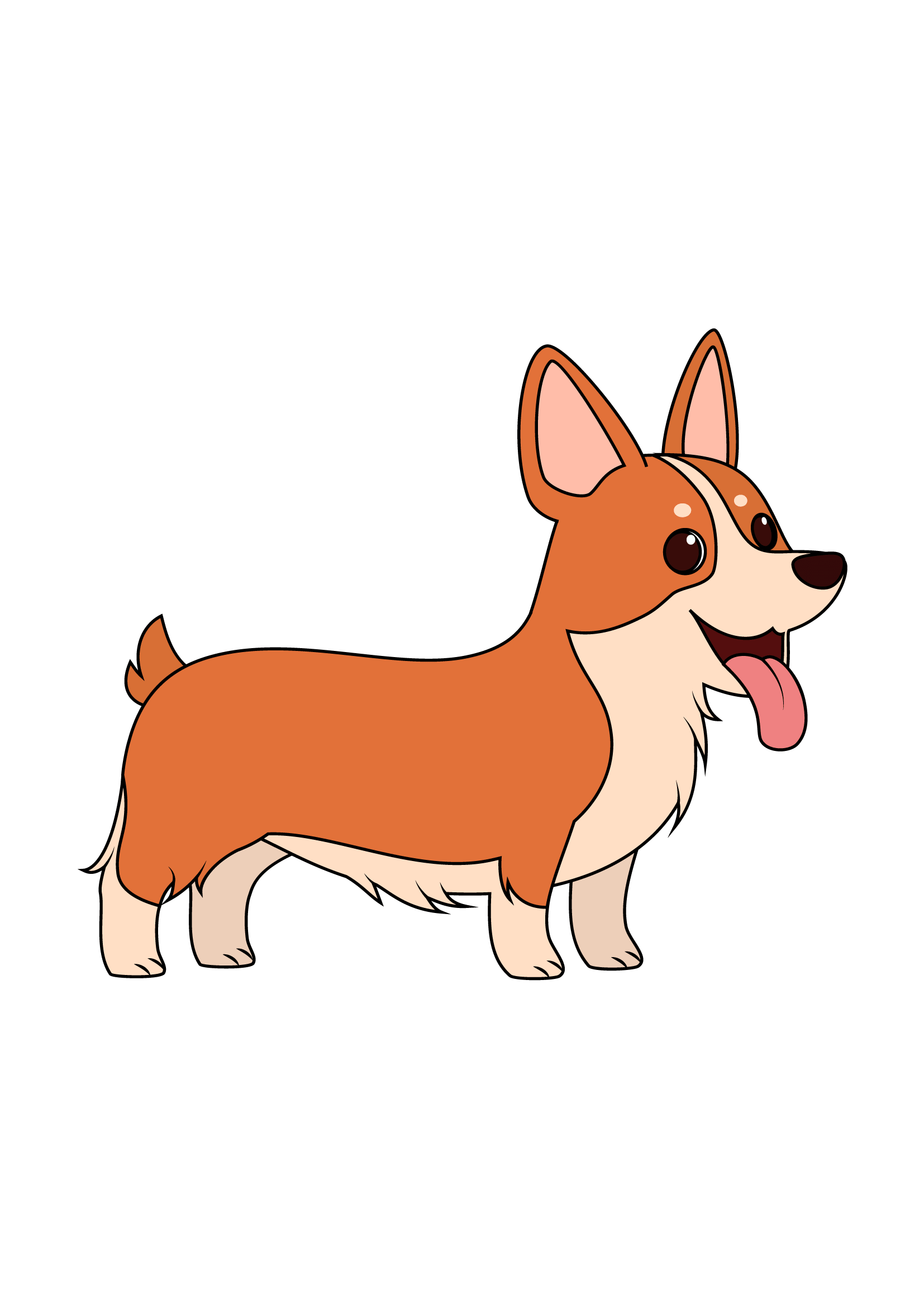 How to Draw A Corgi Step by Step Printable